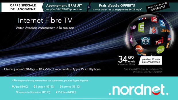 Une nouvelle offre Internet Fibre TV par Nordnet et Axione sur 5 communes