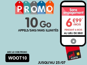 Un forfait 10Go Woot chez NRJ Mobile en solde à 7€/mois