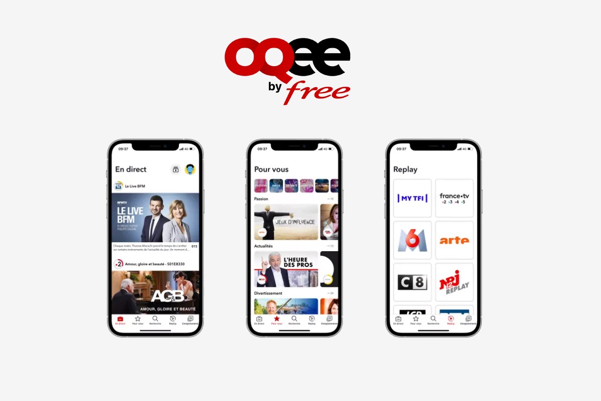 Application OQEE cy Free pour regarder la télé partout en Europe, c'est unique !