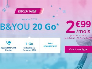 Bouygues Telecom prolonge sa promo B&You 20Go à 2,99€/mois