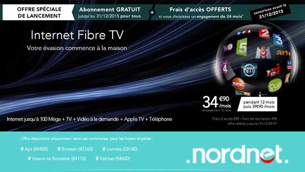 L’offre Fibre TV Nordnet sur le réseau Axione