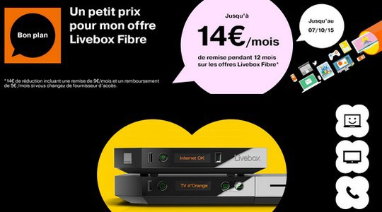 L'offre Livebox Fibre à -14€/mois pendant un an