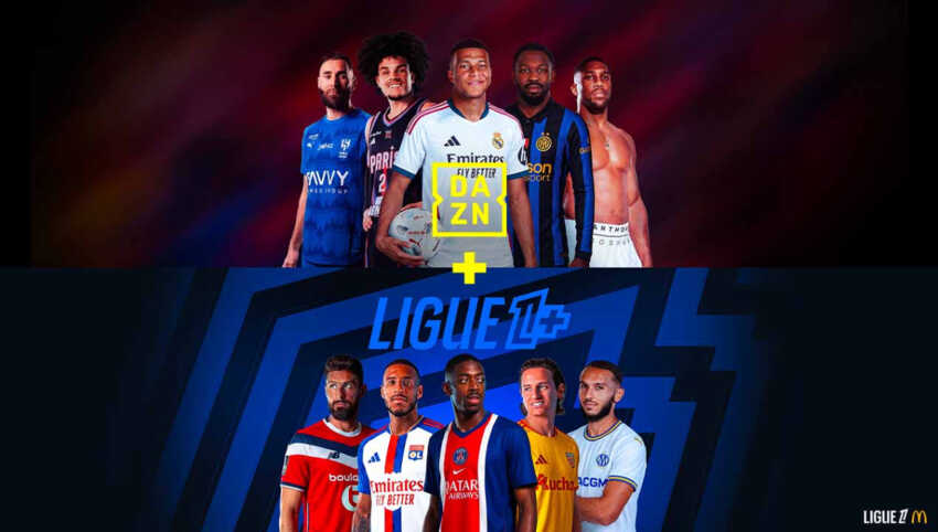Un match de football diffusé sur la plateforme DAZN.