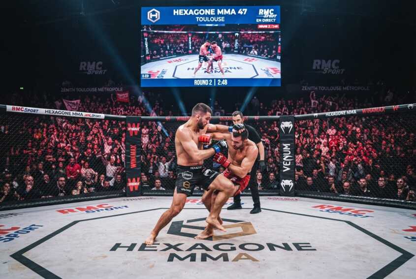 Affiche de l'événement Hexagone MMA 47 diffusé sur RMC Sport à Toulouse.
