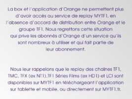 Plus de replay pour les chaînes TF1 chez Orange, la guerre est déclarée !