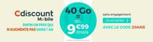 Cdiscount Mobile : le forfait 40go à prix anniversaire