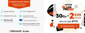 Le forfait Black Friday de Cdiscount toujours d'attaque : 30 Go à 2,99 euros/mois