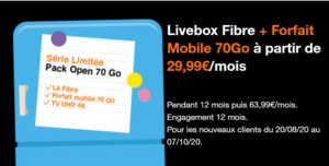 Orange : Internet + forfait 70Go à 30€/mois pendant quelques jours encore