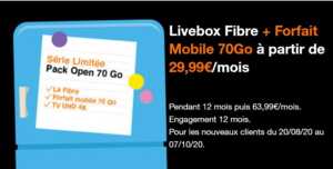 Orange : une nouvelle offre box Internet + forfait 70 Go à 30€/mois