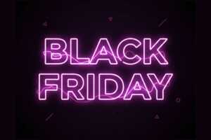 "Black Friday" écrit en néon rose sur fond noir, car 10 Go de plus sur le Série Free pour l'occasion