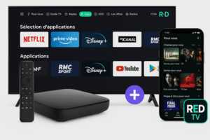 Décodeur, TV et smartphone avec TV de RED by SFR, à 3€ en option