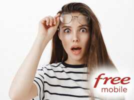 Femme en marinière soulève ses lunettes de surprise devant le pri de la série Free