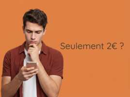 Jeune homme avec smartphone s'interroge : un forfait à 2€ est-il suffisant ?