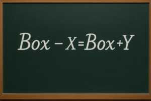 Equation sur tableau noir "Box - X = Box + Y", car la Bbox Pure Fibre de B&YOU propose plus de débit mais moins de services