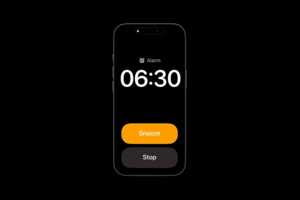 Ecran iOS avec heure d'alarme