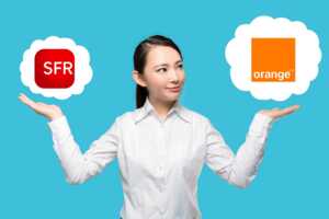 Femme hésite entre Orange et SFR