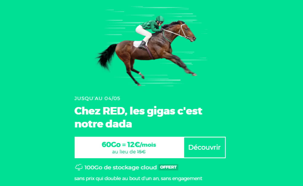 Forfait promo : 60 Go à 12€/mois chez RED, stockage cloud offert en prime