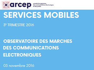 Le marché des services mobiles de l'ARCEP au 3ème trimestre 2016 : toujours en augmentation !