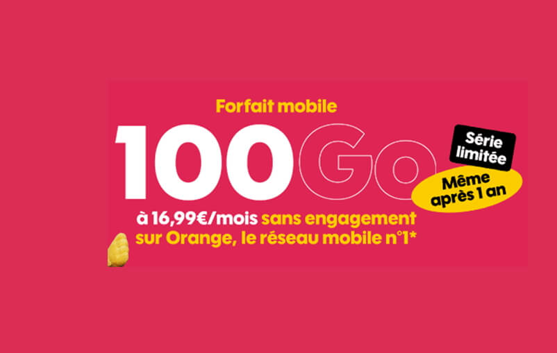 Nouvelle promo Sosh : un forfait 100 Go au prix fixe de 16,99€/mois