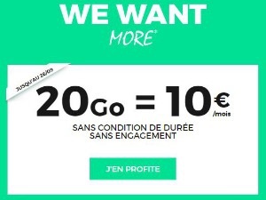 RED passe au forfait 20 Go pour 10€ à vie !