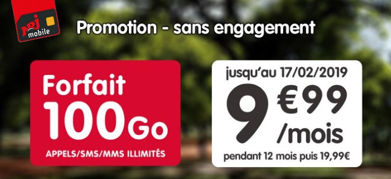 Forfait en promo : l’offre 100 Go de NRJ Mobile à 10€/mois