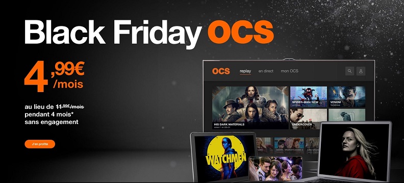 OCS à 4,99€/mois pendant 4 mois avec le black friday