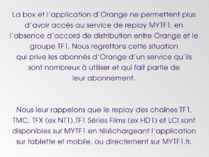 Plus de replay pour les chaînes TF1 chez Orange, la guerre est déclarée !