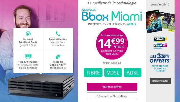 Bouygues vous offre 3 mois de Canal sur votre Bbox