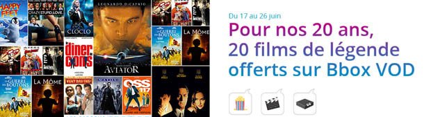 Bouygues Telecom vous offre 20 films en VOD