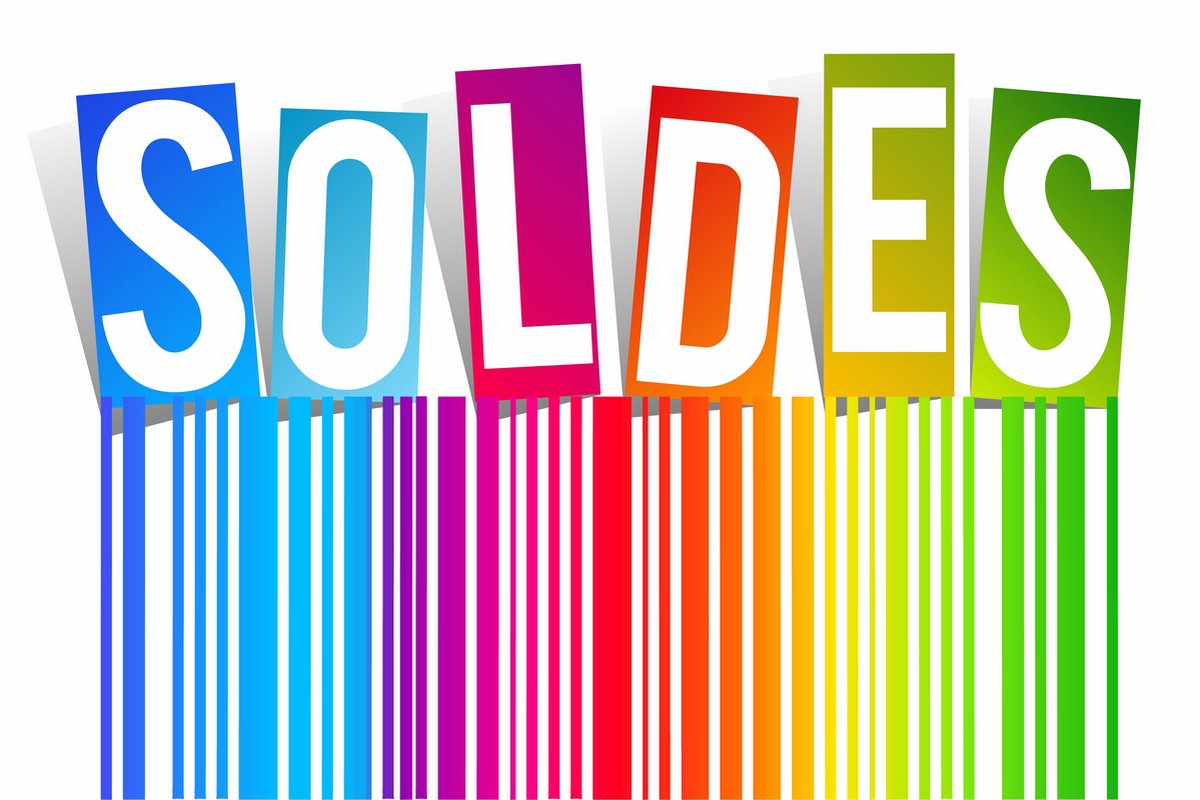 Logo multicolore SOLDES avec forfaits mobiles pas chers de Lebara, Cdiscount Mobile et Syma