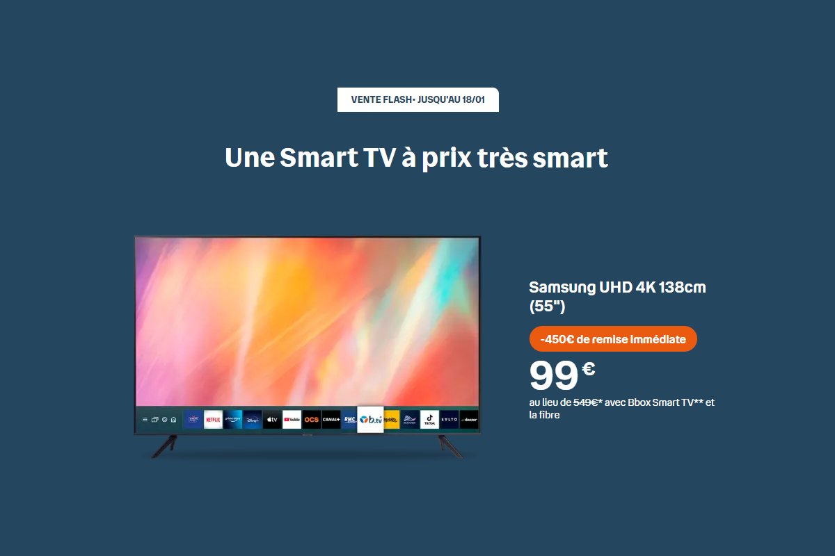 Soldes : 450€ de remise sur cette TV Samsung avec Bouygues Telecom