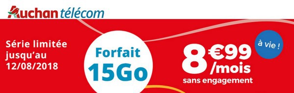 [BON PLAN] le forfait mobile 15 Go à 8.99€ chez Auchan Télécom