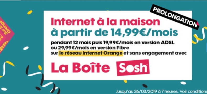 Bon plan box : Internet pas cher chez Sosh, 15 euros par mois en ADSL ou fibre
