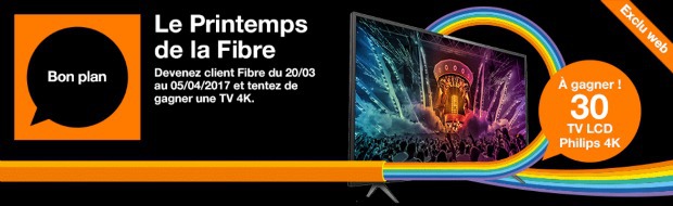 Offres Internet Orange : la fibre à 20€/mois, 3 mois de BeIN Sports à 1€ et 30 TV 4K à gagner !