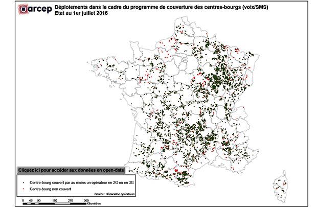 Observatoires ARCEP sur les déploiements mobiles en zones peu denses