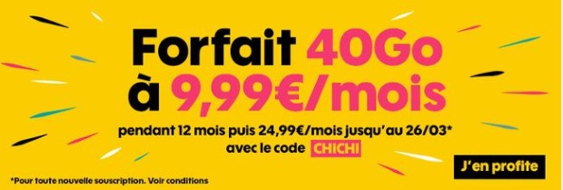 Le forfait Sosh 40 Go en promotion : 10€ seulement pendant un an, sans engagement