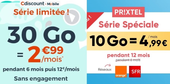 Forfait mobile : à 3 et 5€/mois, Cdiscount et Prixtel dégainent les gigas, quelle offre choisir ?