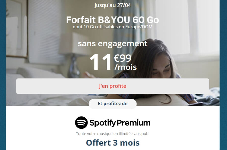Série spéciale Bouygues : 4 forfaits B&You dès 4,99€/mois et jusqu'à 100 Go