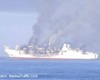 Le navire câblier Chamarel en feu au large de l'Afrique
