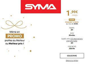 Syma Mobile forfait 4G boosté 20Go à 9,99€/mois et carte SIM gratuite !