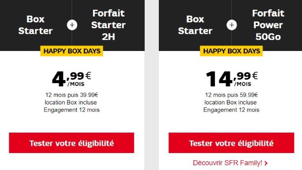 SFR prolonge sa happy box : un an d'abonnement Internet et de forfait mobile pour 5€/mois