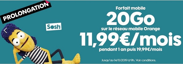 Sosh : le forfait 20 Go en promo joue les prolongations