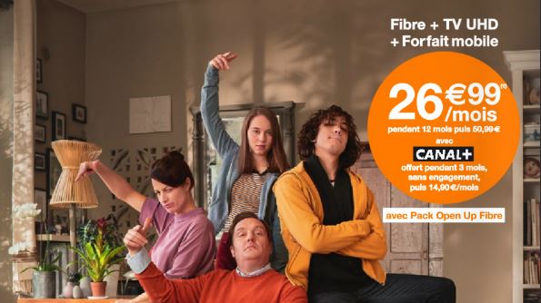 Fibre Orange : Internet + mobile dès 27 euros/mois avec Canal gratuit trois mois