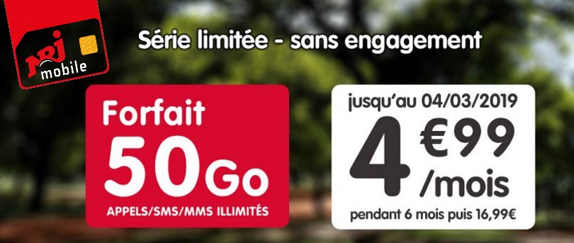Forfait pas cher : NRJ Mobile place la barre à 5 euros pour 50 Go