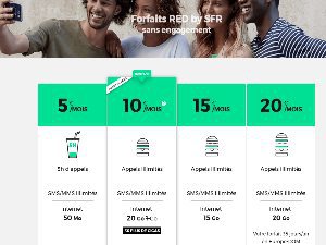 Forfait mobile RED illimité 20Go à 10€ et offre internet RED sans engagement à 19,99€/mois
