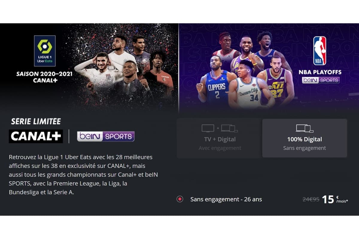 Canal+ et beIN Sports à 15€ pour les moins de 26 ans