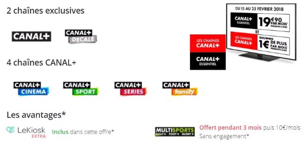 Vente privée Canal+ : C+ Sport, Cinéma, Séries et Family à 1€/mois pendant 2 ans