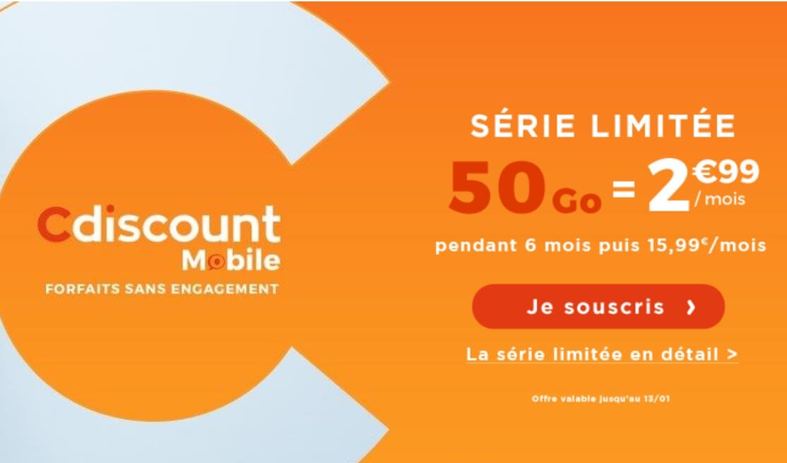 Forfait pas cher : 50 Go pour 2,99€/mois, Cdiscount frappe fort pour commencer 2020