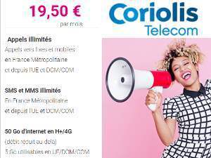 Soldes chez Coriolis, avec un forfait Série Limitée 50Go à 19,50 euros sans engagement