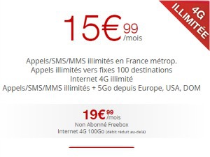 Free mobile : le forfait 4G illimité pour les abonnés Freebox, 100Go à 19,99€ pour les autres